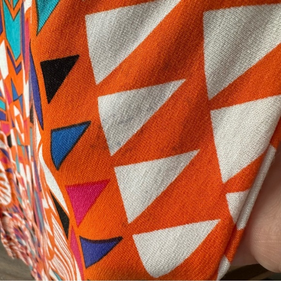 Geometric Aztec Southwestern Long Tank Maxi Dress Orange Blue Turquoise - XS - Picture 9 of 15